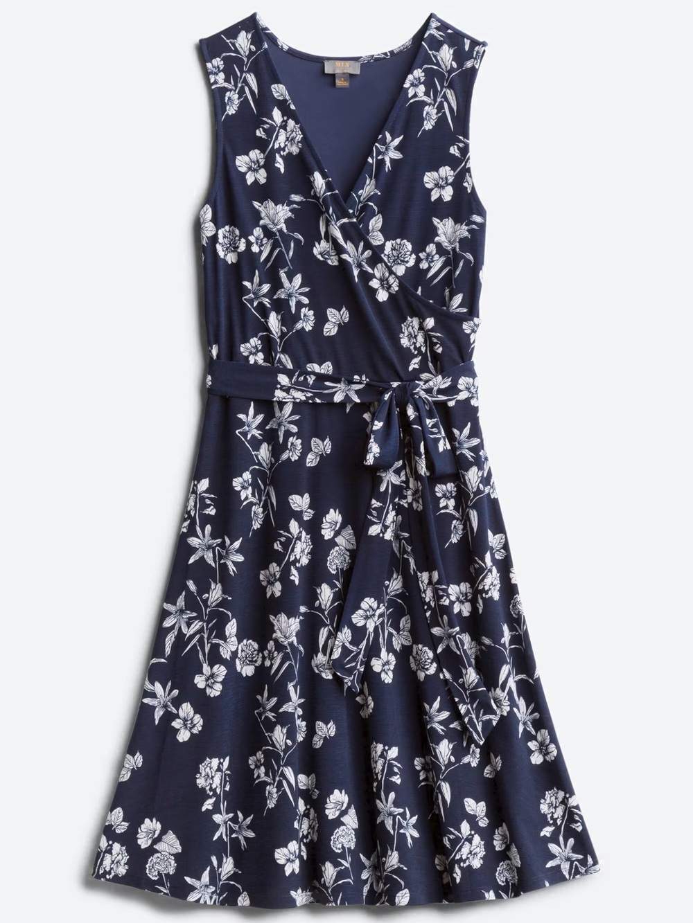 41 Hawthorn Stitch Fix Kassidy Faux Wrap Floral Dress Navy Blue Sz M Cottagecore